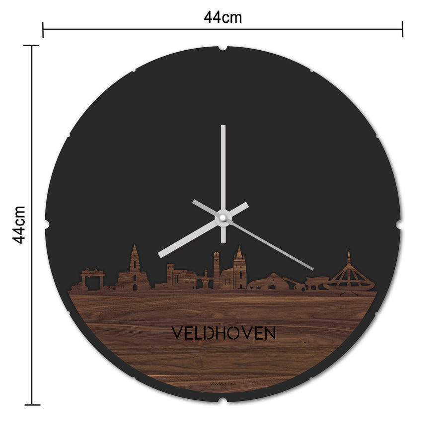 Skyline Klok Rond Veldhoven Palissander houten cadeau decoratie relatiegeschenk van WoodWideCities