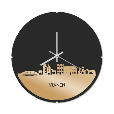 Skyline Clock Round Vianen Gold Metallic