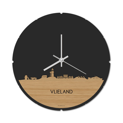 Skyline Clock Round Vlieland Bamboo