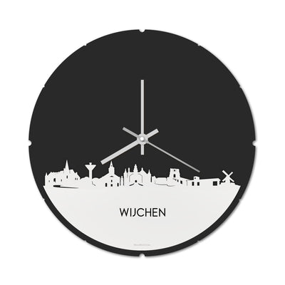 Skyline Klok Rond Wijchen Wit Glanzend