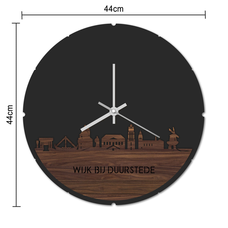 Skyline Klok Rond Wijk bij Duurstede Palissander houten cadeau decoratie relatiegeschenk van WoodWideCities