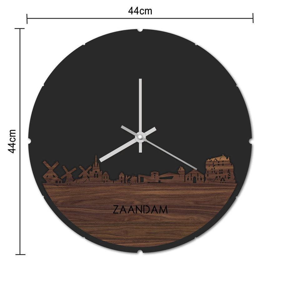 Skyline Klok Rond Zaandam Bamboe houten cadeau decoratie relatiegeschenk van WoodWideCities