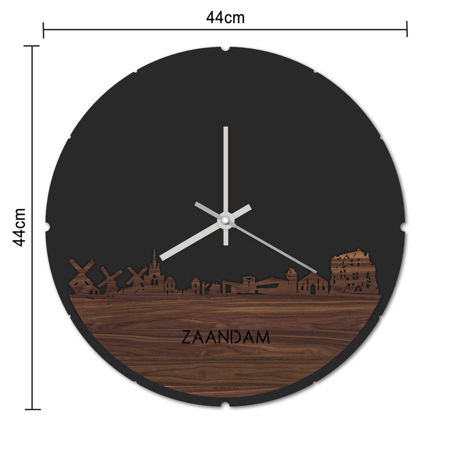 Skyline Klok Rond Zaandam Metallic Goud gerecycled kunststof cadeau decoratie relatiegeschenk van WoodWideCities