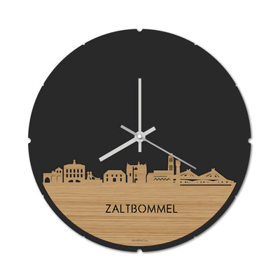 Skyline Clock Round Zaltbommel Bamboo