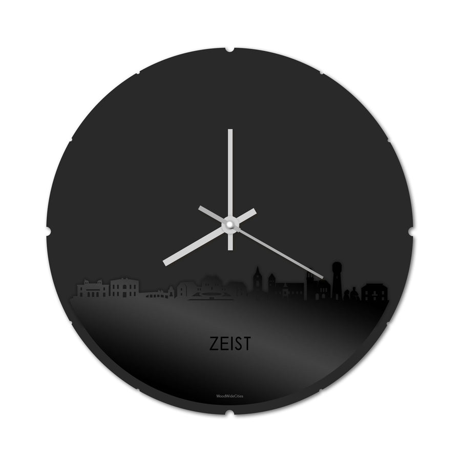 Skyline Klok Rond Zeist Zwart glanzend gerecycled kunststof cadeau decoratie relatiegeschenk van WoodWideCities