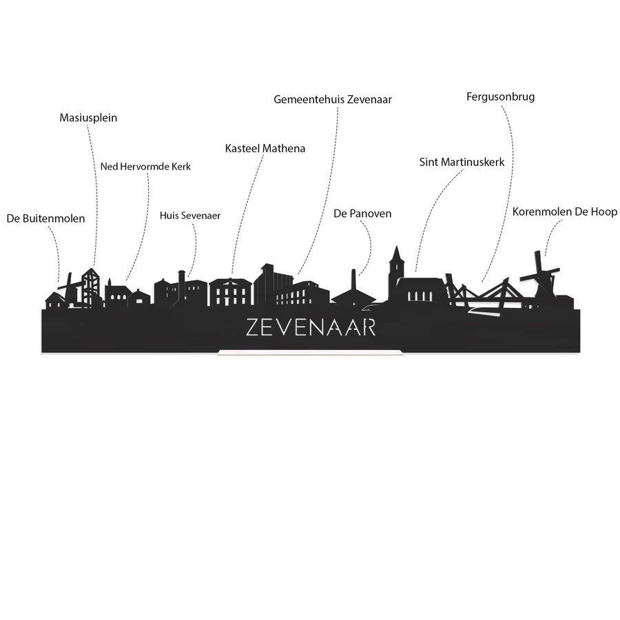 Skyline Klok Zevenaar Eiken houten cadeau decoratie relatiegeschenk van WoodWideCities