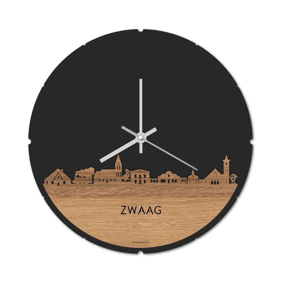 Skyline Klok Zwaag Eiken houten cadeau decoratie relatiegeschenk van WoodWideCities