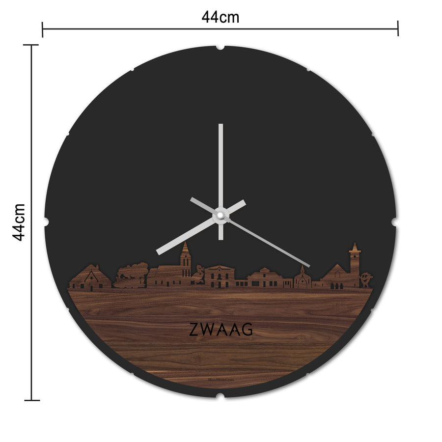 Skyline Klok Rond Zwaag Metallic Goud gerecycled kunststof cadeau decoratie relatiegeschenk van WoodWideCities