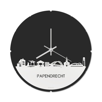Skyline Clock Round Papendrecht White Glossy