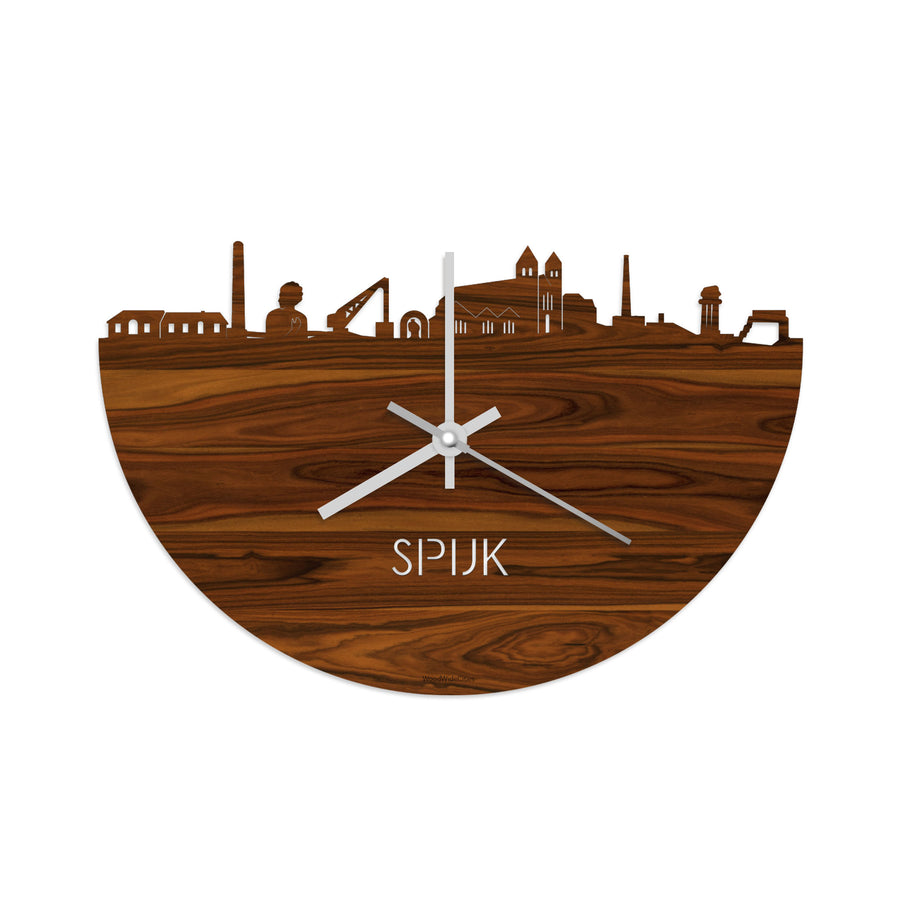 Skyline Klok Spijk-Zevenaar Palissander houten cadeau decoratie relatiegeschenk van WoodWideCities