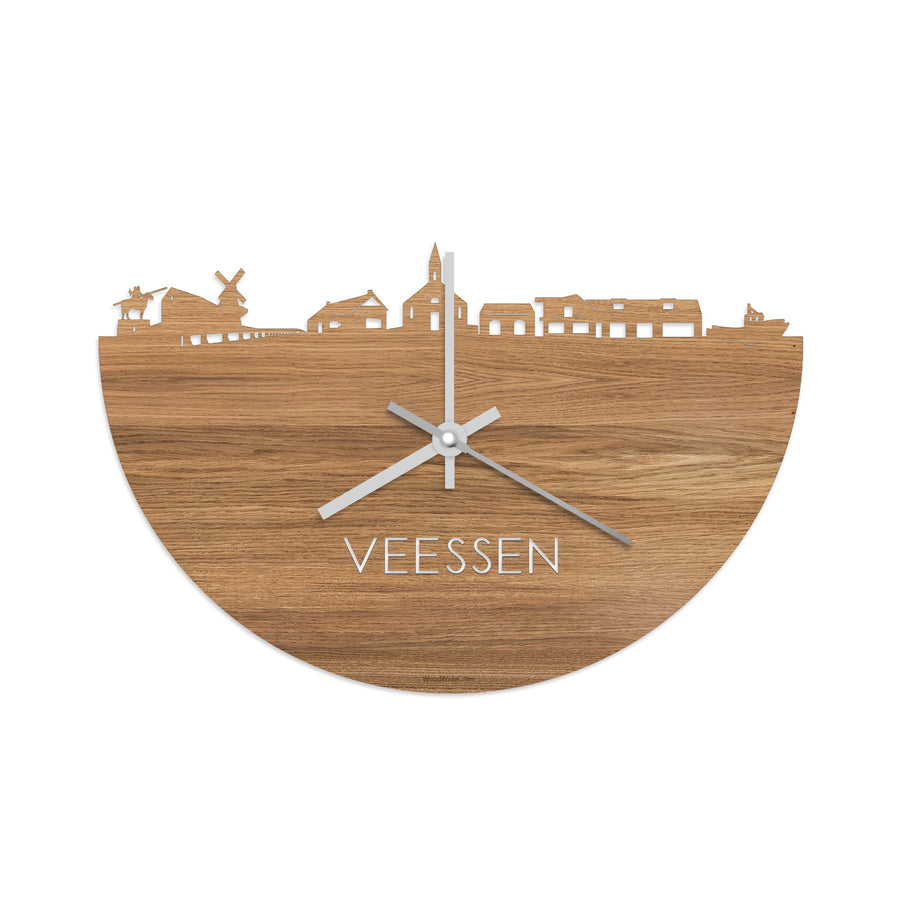 Skyline Klok Veessen Eiken houten cadeau decoratie relatiegeschenk van WoodWideCities