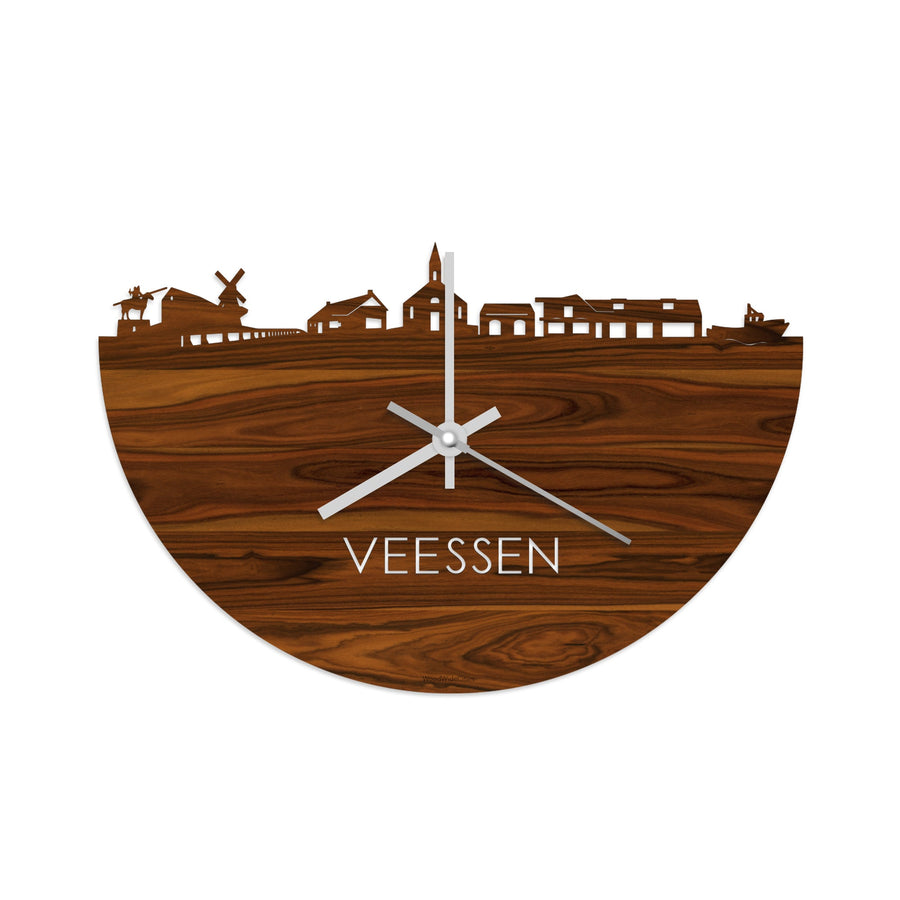 Skyline Klok Veessen Palissander houten cadeau decoratie relatiegeschenk van WoodWideCities