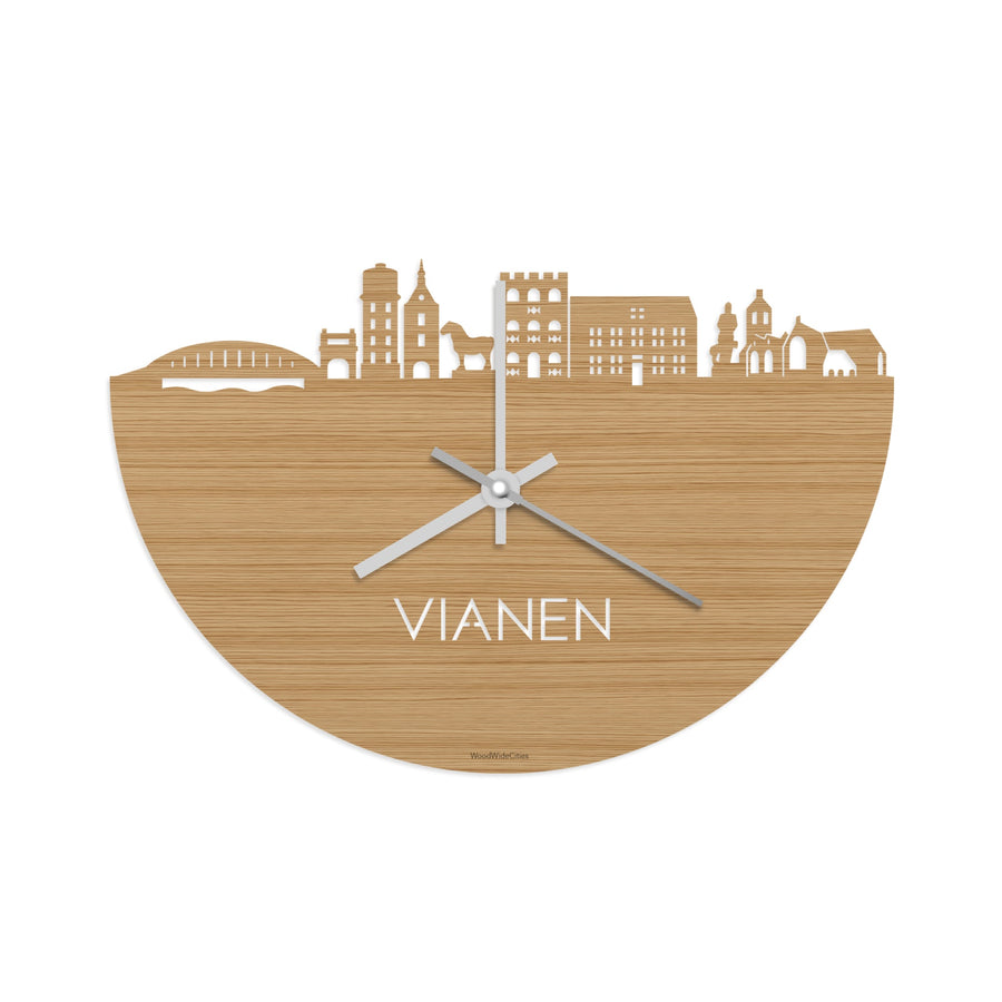 Skyline Klok Vianen Bamboe houten cadeau wanddecoratie relatiegeschenk van WoodWideCities