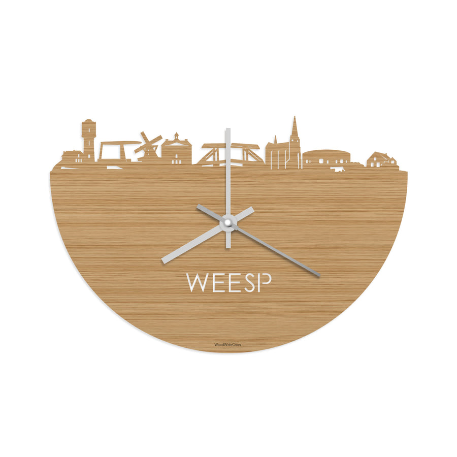 Skyline Klok Weesp Bamboe houten cadeau decoratie relatiegeschenk van WoodWideCities