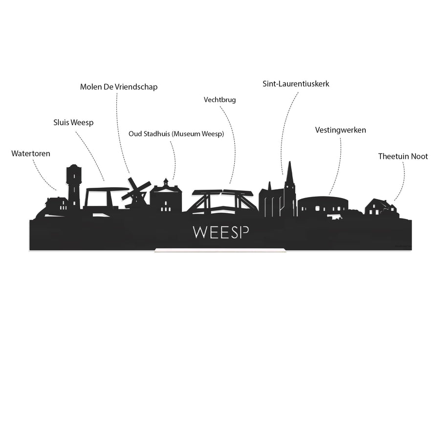 Skyline Klok Weesp Noten houten cadeau decoratie relatiegeschenk van WoodWideCities