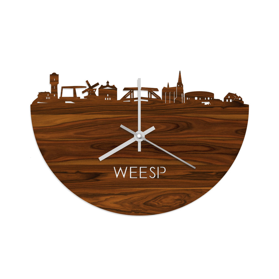 Skyline Klok Weesp Palissander houten cadeau decoratie relatiegeschenk van WoodWideCities