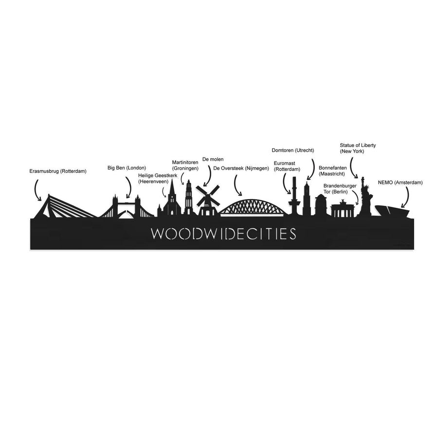 Skyline Klok WoodWideCities Palissander houten cadeau wanddecoratie relatiegeschenk van WoodWideCities