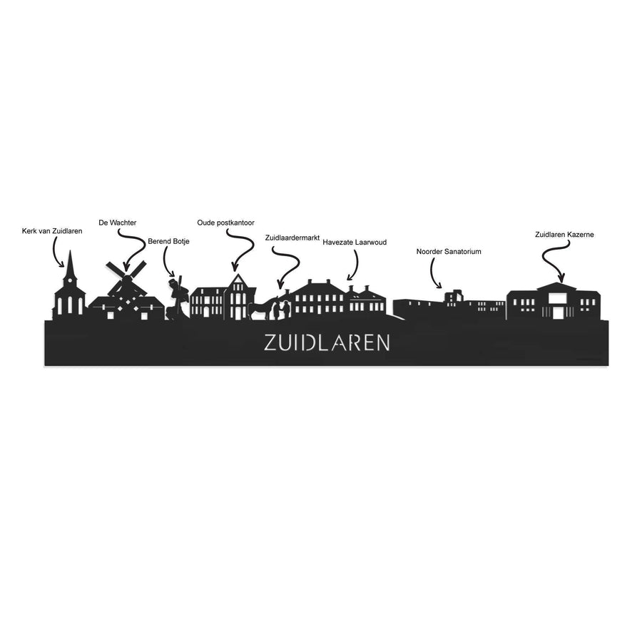 Skyline Klok Zuidlaren Bamboe houten cadeau wanddecoratie relatiegeschenk van WoodWideCities