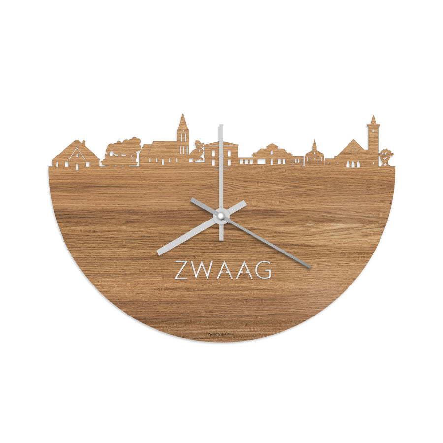 Skyline Klok Zwaag Eiken houten cadeau decoratie relatiegeschenk van WoodWideCities