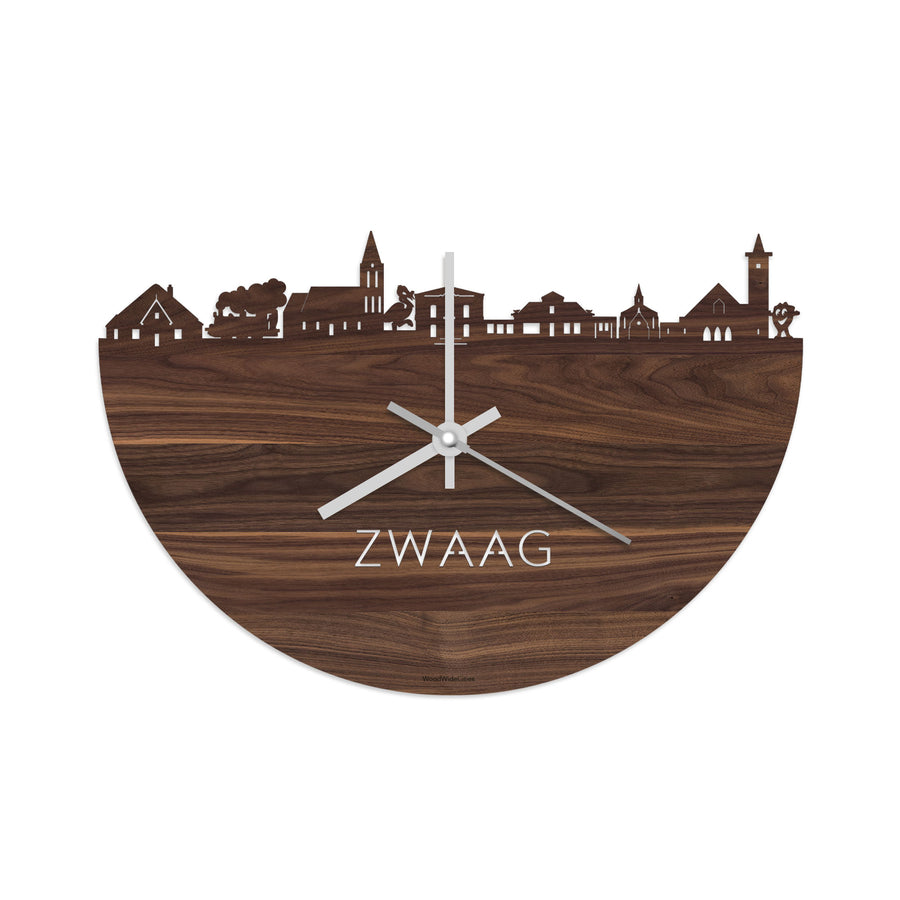 Skyline Klok Zwaag Noten houten cadeau decoratie relatiegeschenk van WoodWideCities
