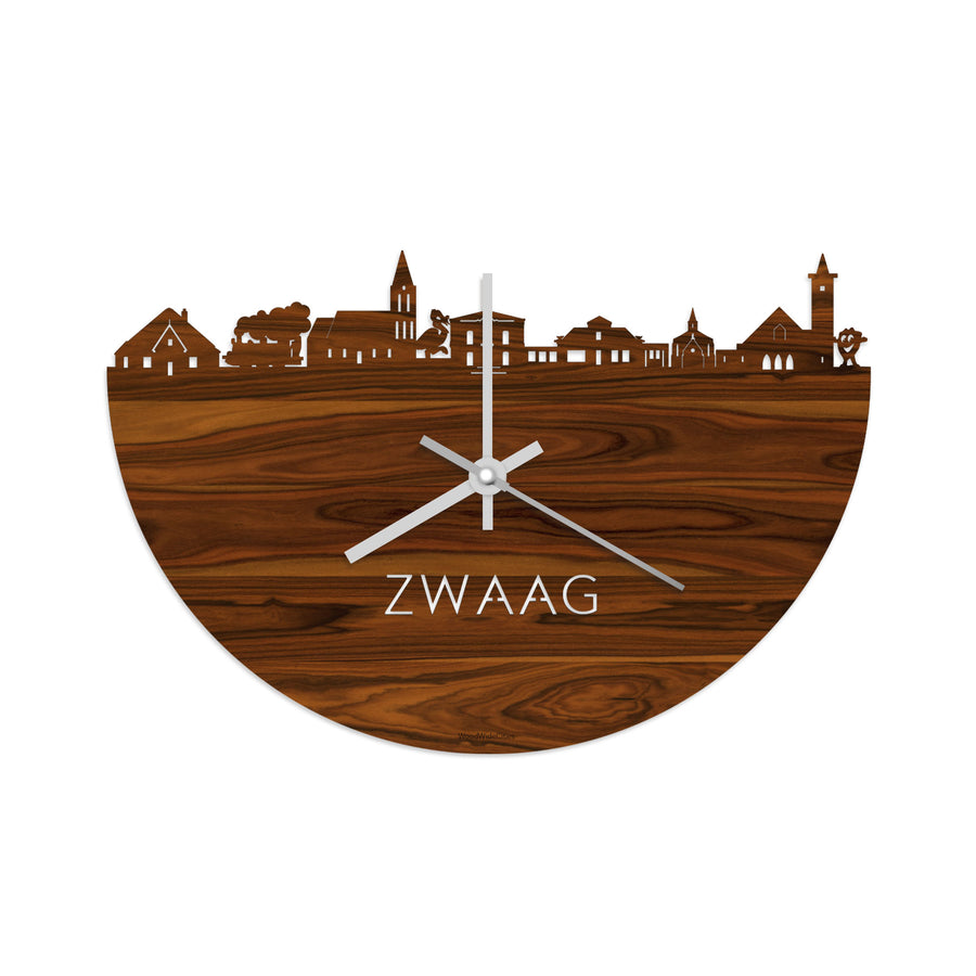 Skyline Klok Zwaag Palissander houten cadeau decoratie relatiegeschenk van WoodWideCities