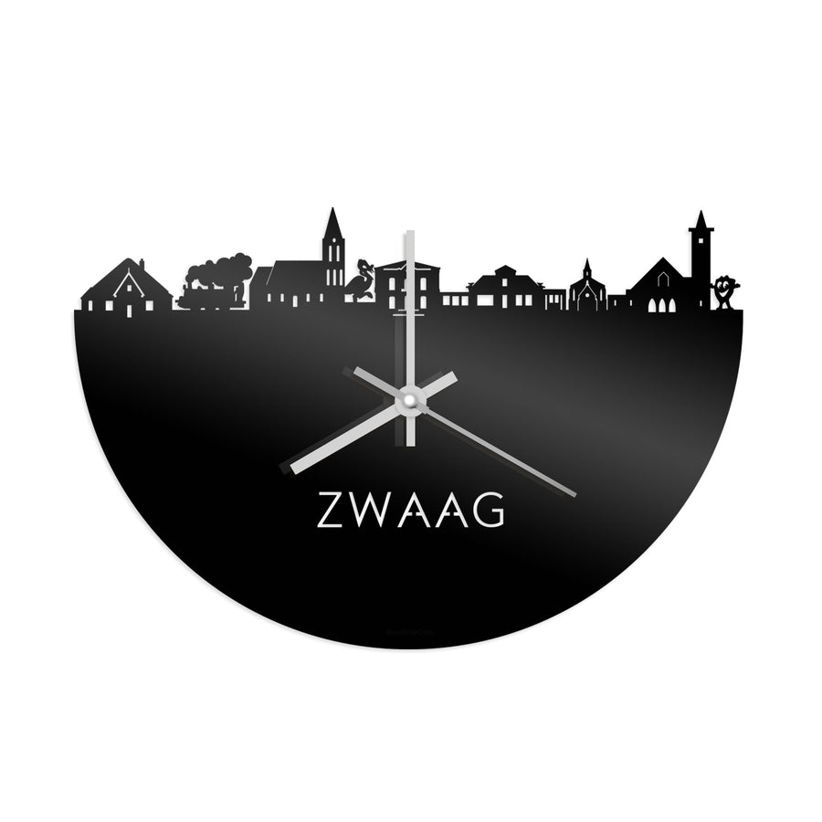 Skyline Klok Zwaag Zwart glanzend gerecycled kunststof cadeau decoratie relatiegeschenk van WoodWideCities