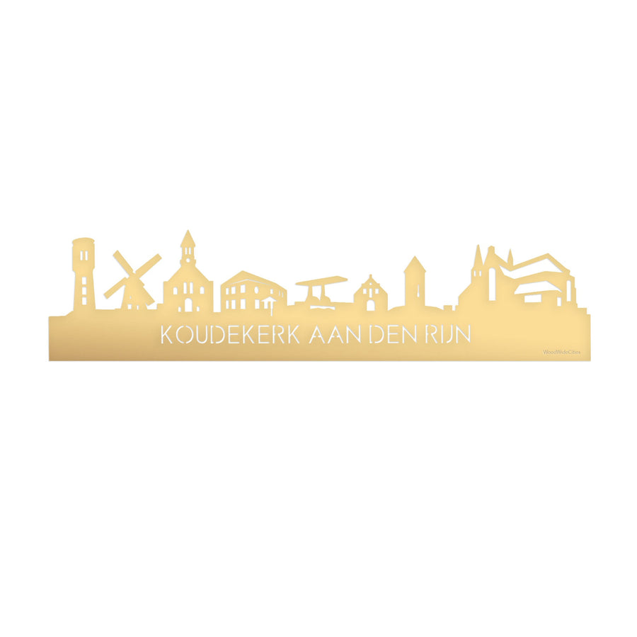 Skyline Koudekerk-Aan-Den-Rijn Metallic Goud gerecycled kunststof cadeau decoratie relatiegeschenk van WoodWideCities