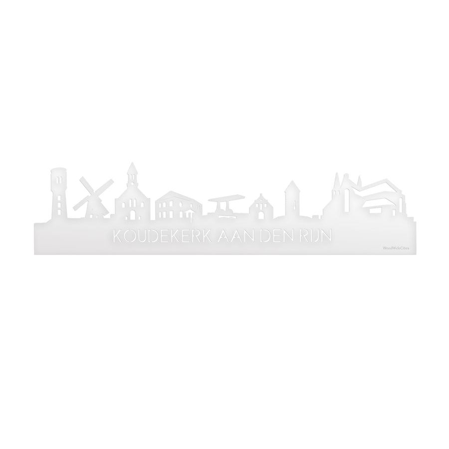 Skyline Koudekerk-Aan-Den-Rijn Wit glanzend gerecycled kunststof cadeau decoratie relatiegeschenk van WoodWideCities