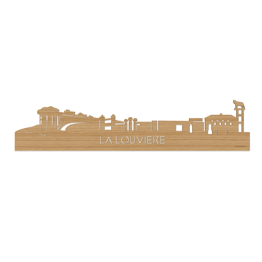 Skyline La Louvière Bamboe houten cadeau decoratie relatiegeschenk van WoodWideCities