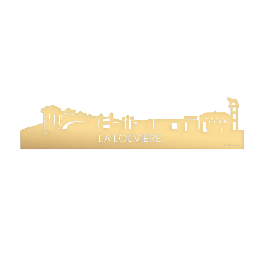 Skyline La Louvière Metallic Goud gerecycled kunststof cadeau decoratie relatiegeschenk van WoodWideCities