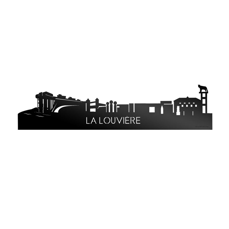 Skyline La Louvière Zwart glanzend gerecycled kunststof cadeau decoratie relatiegeschenk van WoodWideCities