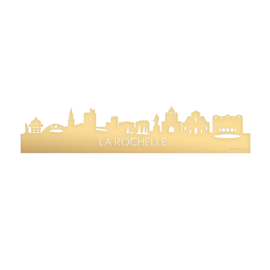 Skyline La Rochelle Metallic Goud gerecycled kunststof cadeau decoratie relatiegeschenk van WoodWideCities