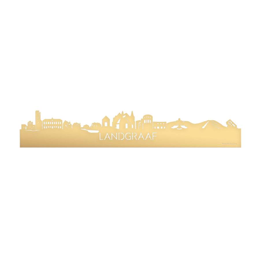 Skyline Landgraaf Metallic Goud gerecycled kunststof cadeau decoratie relatiegeschenk van WoodWideCities