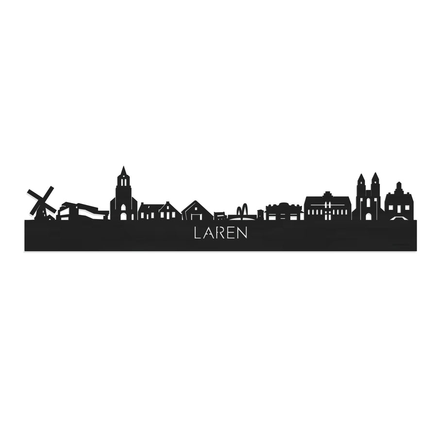 Skyline Laren Zwart houten cadeau decoratie relatiegeschenk van WoodWideCities