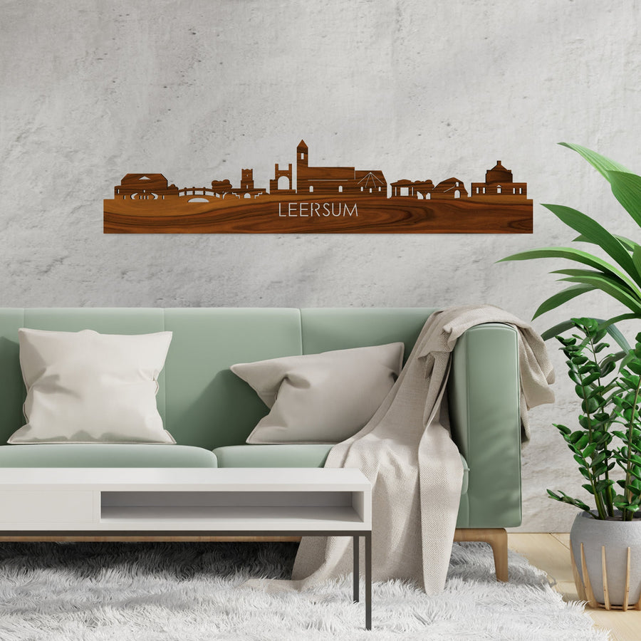 Skyline Leersum Palissander houten cadeau decoratie relatiegeschenk van WoodWideCities