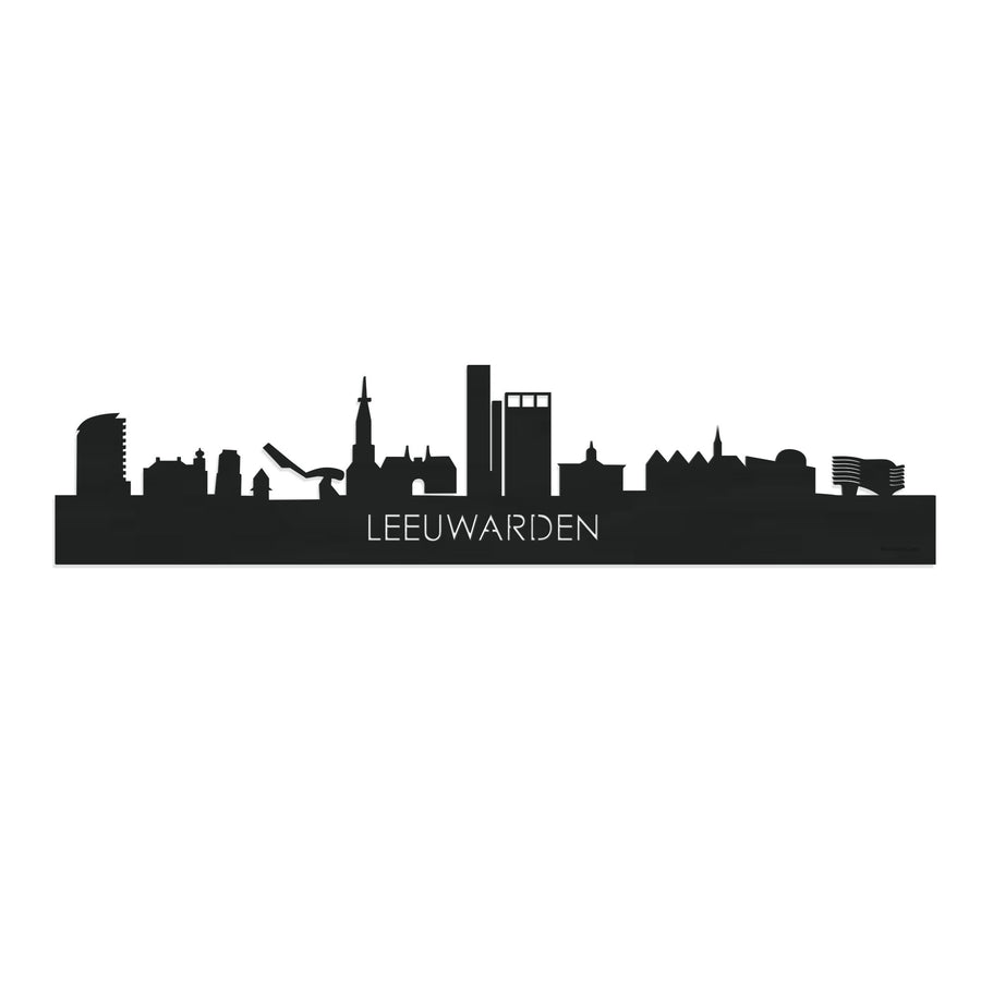 Skyline Leeuwarden Zwart houten cadeau decoratie relatiegeschenk van WoodWideCities