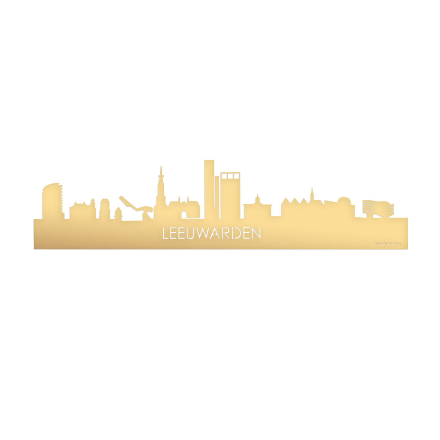 Skyline Leeuwarden Metallic Goud gerecycled kunststof cadeau decoratie relatiegeschenk van WoodWideCities