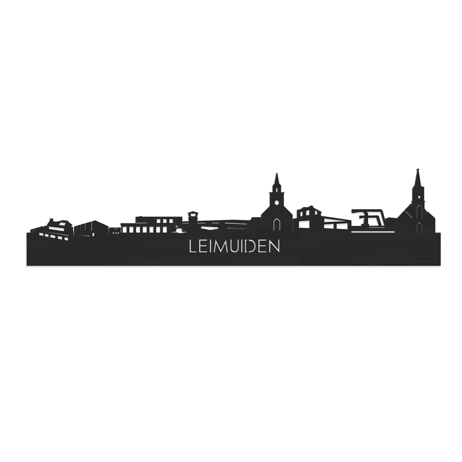 Skyline Leimuiden Zwart houten cadeau decoratie relatiegeschenk van WoodWideCities
