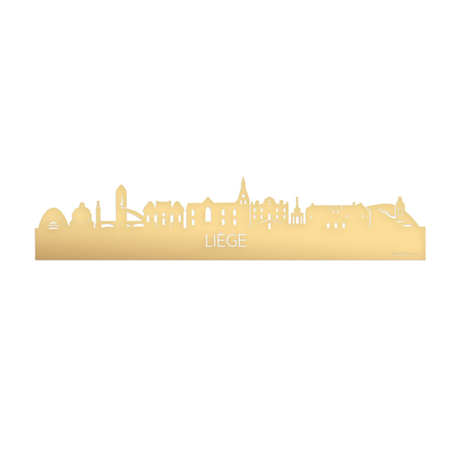 Skyline Liège Metallic Goud gerecycled kunststof cadeau decoratie relatiegeschenk van WoodWideCities