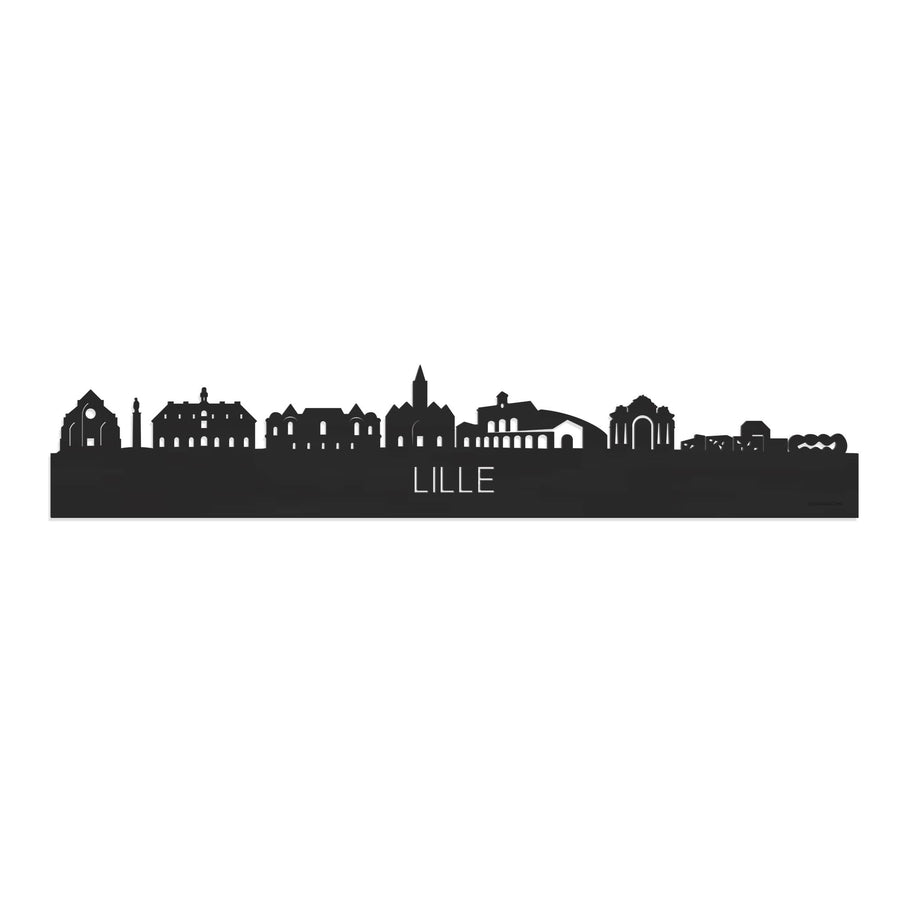 Skyline Lille Zwart houten cadeau decoratie relatiegeschenk van WoodWideCities