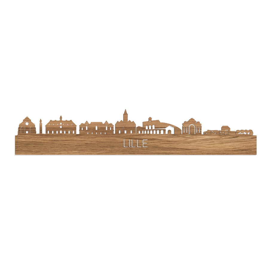 Skyline Lille Eiken houten cadeau decoratie relatiegeschenk van WoodWideCities
