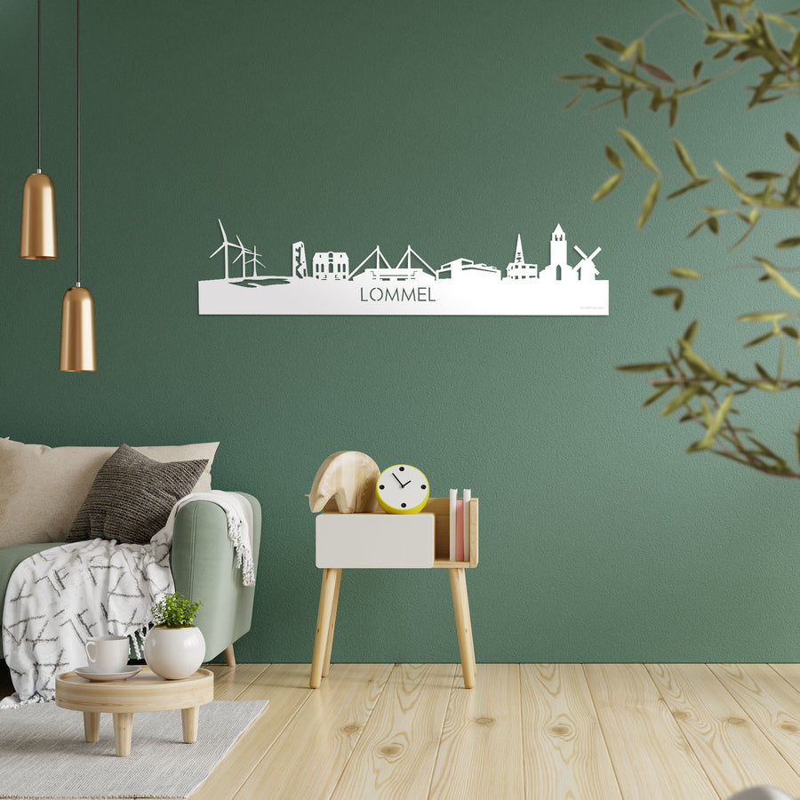Skyline Lommel Wit glanzend gerecycled kunststof cadeau decoratie relatiegeschenk van WoodWideCities