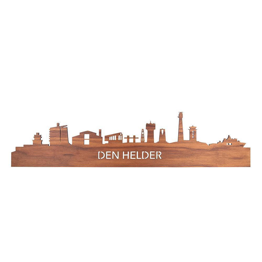 Skyline Magneet Den Helder Noten houten cadeau decoratie relatiegeschenk van WoodWideCities