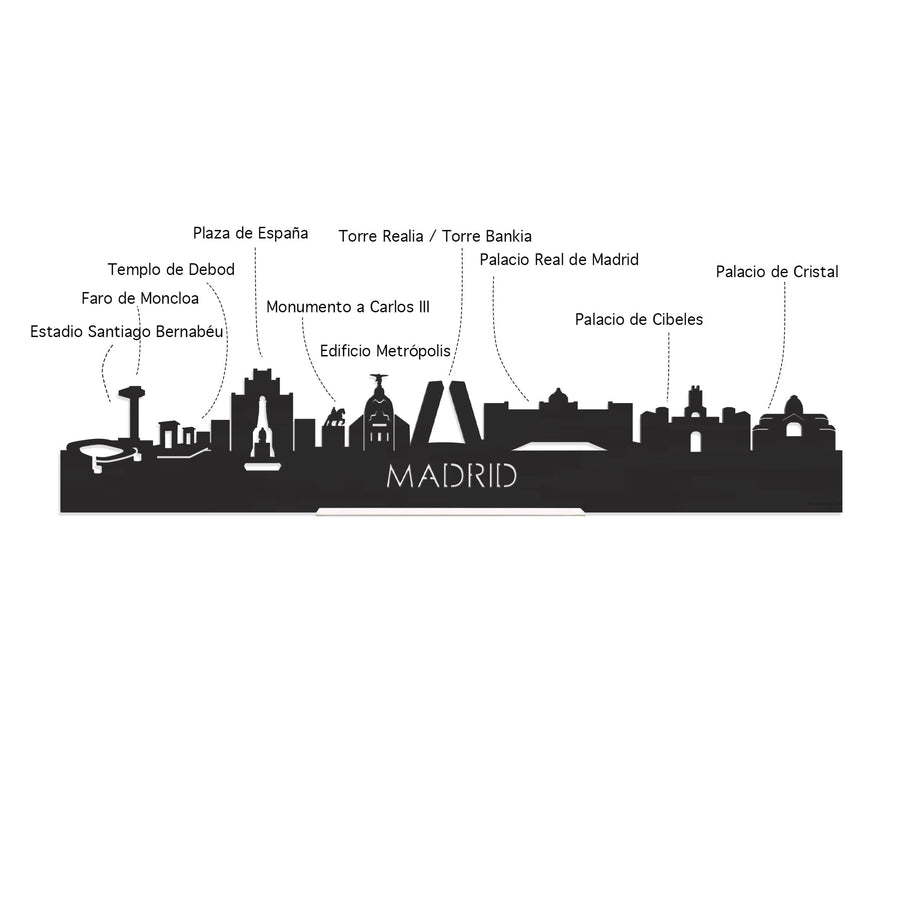 Skyline Magneet Madrid houten cadeau decoratie relatiegeschenk van WoodWideCities