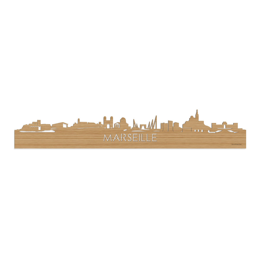 Skyline Marseille Bamboe houten cadeau decoratie relatiegeschenk van WoodWideCities