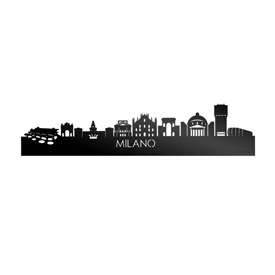Skyline Milano Zwart glanzend gerecycled kunststof cadeau decoratie relatiegeschenk van WoodWideCities