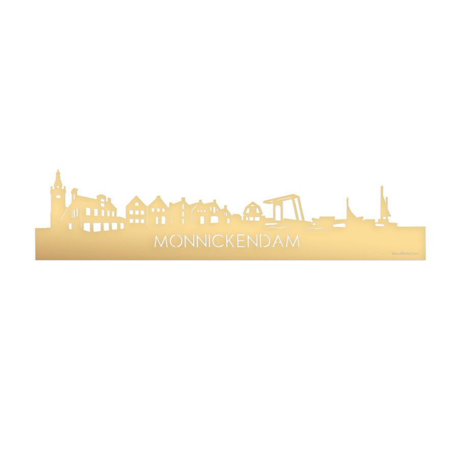 Skyline Monnickendam Metallic Goud gerecycled kunststof cadeau decoratie relatiegeschenk van WoodWideCities