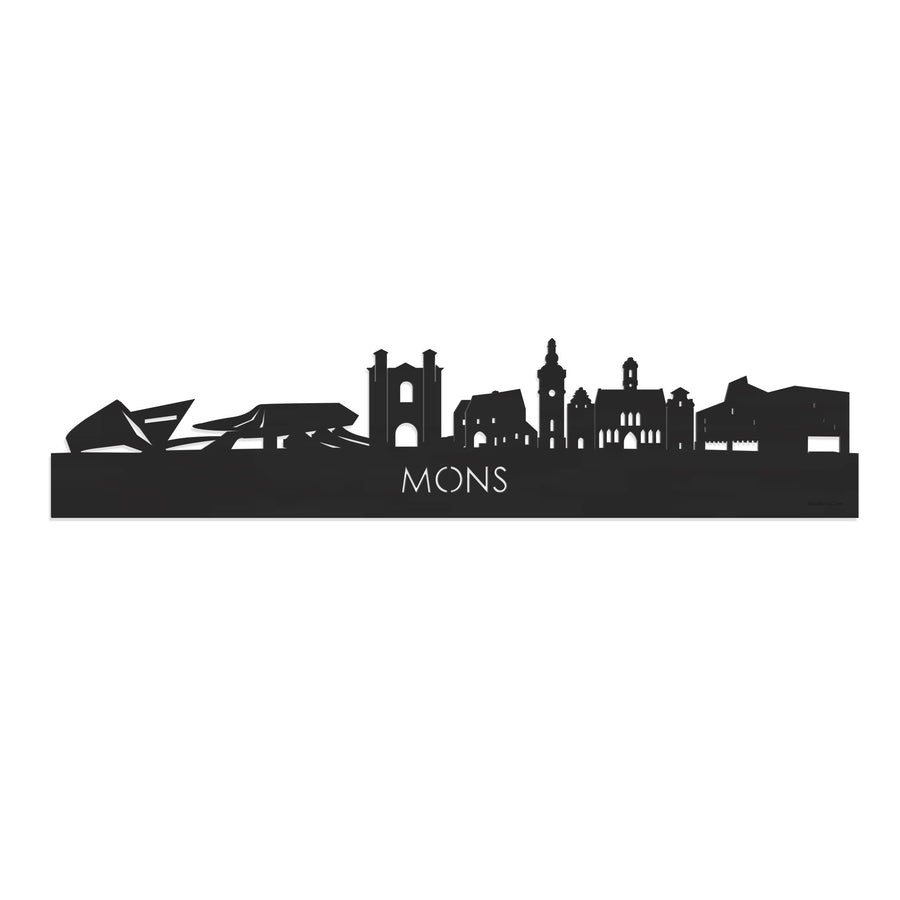 Skyline Mons Zwart houten cadeau decoratie relatiegeschenk van WoodWideCities