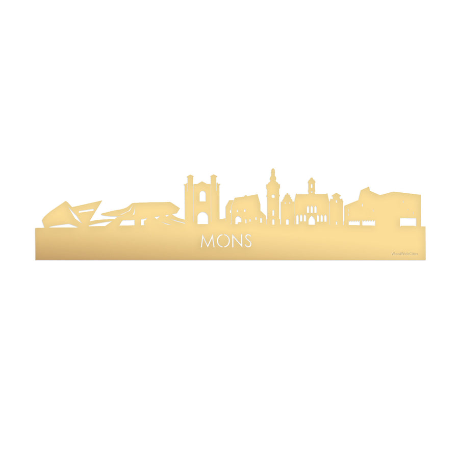 Skyline Mons Metallic Goud gerecycled kunststof cadeau decoratie relatiegeschenk van WoodWideCities