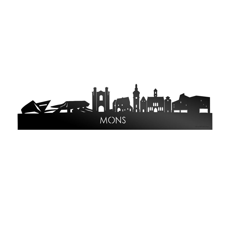 Skyline Mons Zwart glanzend gerecycled kunststof cadeau decoratie relatiegeschenk van WoodWideCities